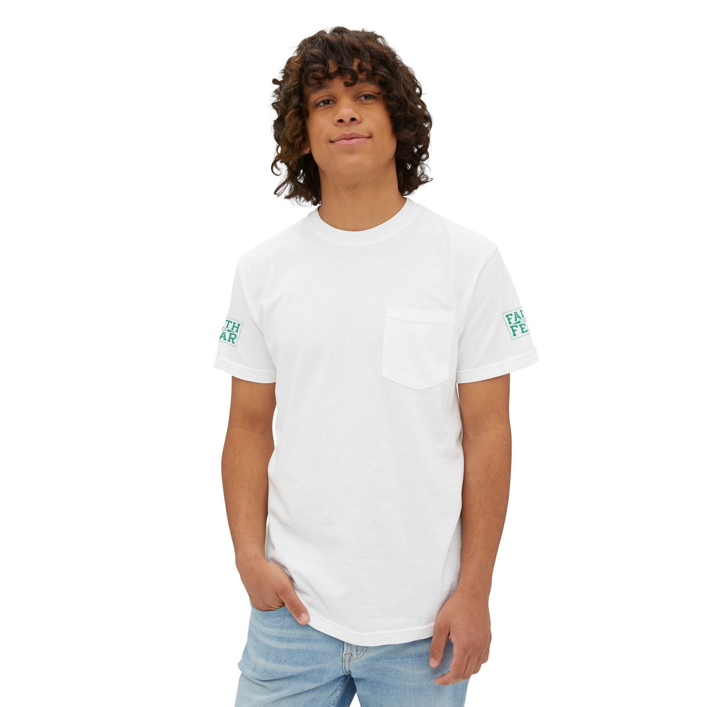 Faith Over Fear Unisex Garment-Dyed Pocket T-Shirt
