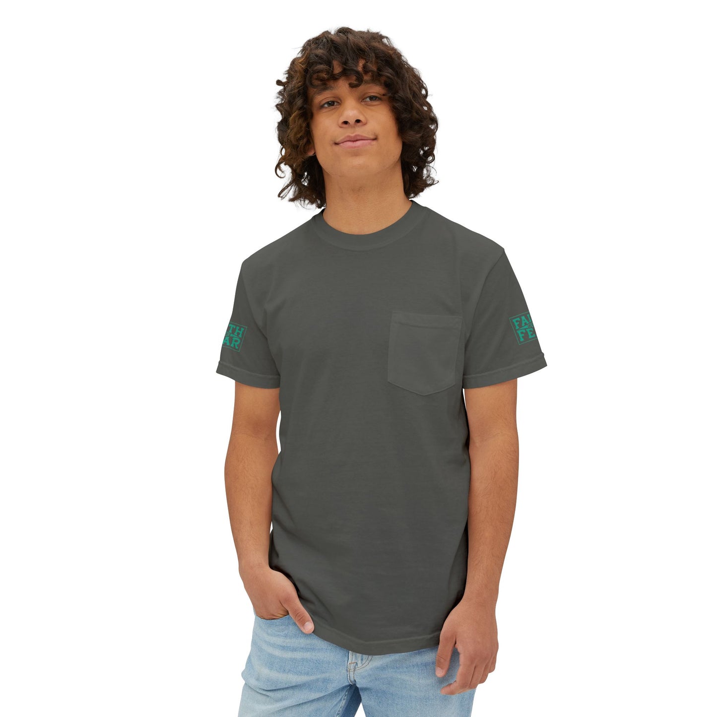 Faith Over Fear Unisex Garment-Dyed Pocket T-Shirt