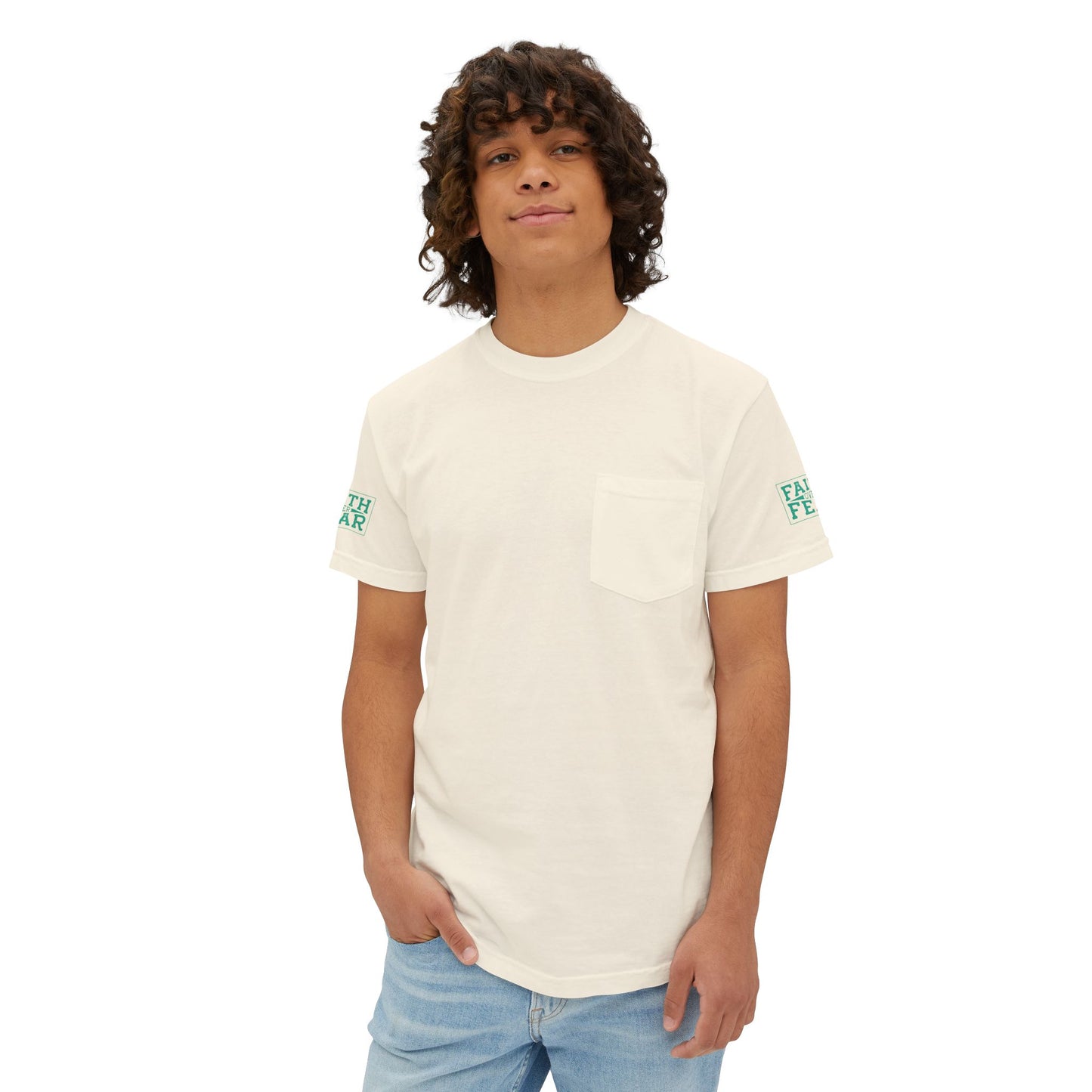 Faith Over Fear Unisex Garment-Dyed Pocket T-Shirt