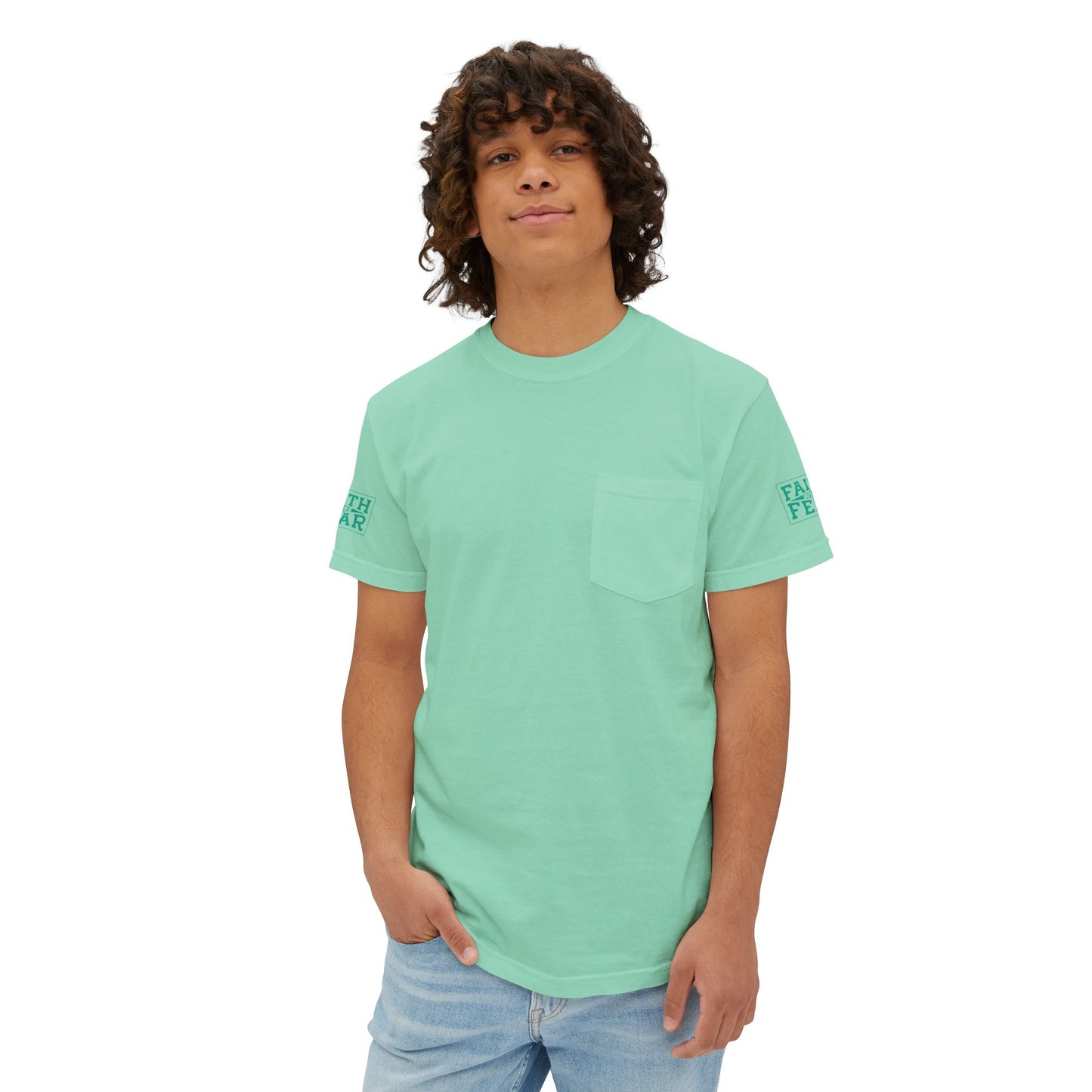 Faith Over Fear Unisex Garment-Dyed Pocket T-Shirt