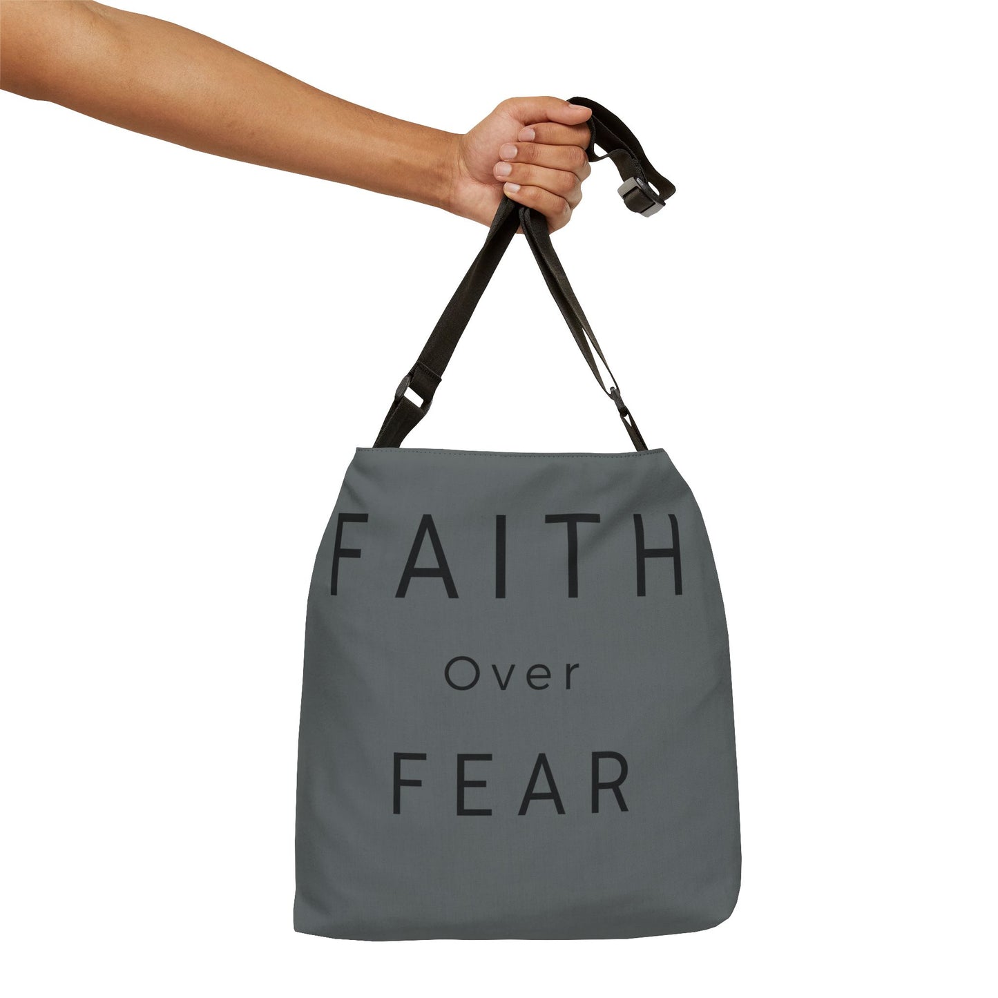 Faith Over Fear Adjustable Tote Bag (AOP)