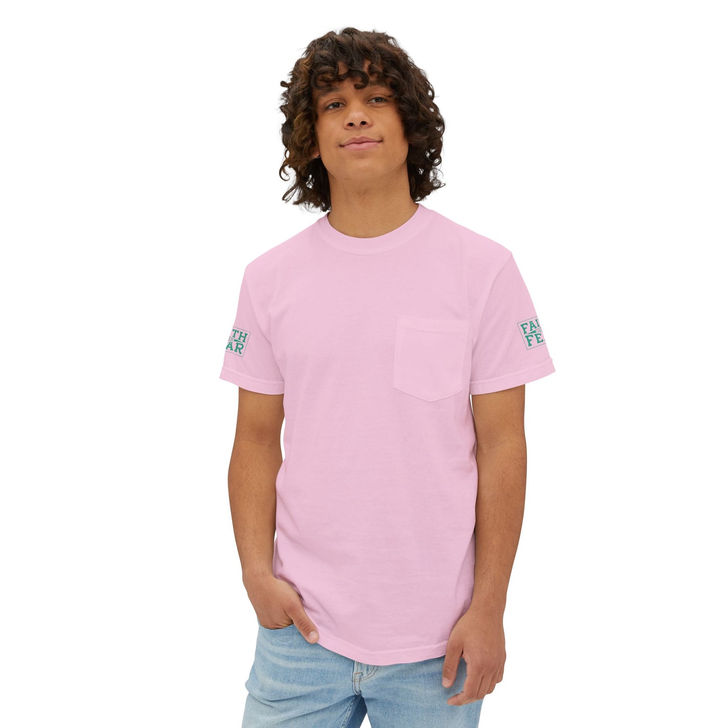 Faith Over Fear Unisex Garment-Dyed Pocket T-Shirt