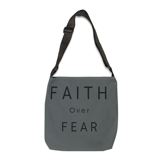 Faith Over Fear Adjustable Tote Bag (AOP)